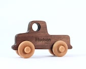 personalized OLD-SCHOOL TRUCK  - a keeepsake wooden toy with homegrown organic finish - ideal first gift for baby or toddler birthday