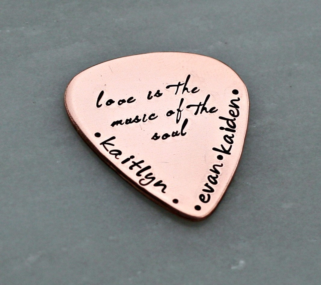 Hand Stamped Guitar Pick - Custom Guitar Pick - Personalized Guitar Pick - Gift for Dad
