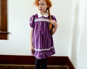 FREE SHIPPING Vintage Purple Floral Dress with Lace