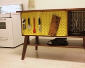 Walnut Kitchen Island Work Station with Metal Pegboard -- CUSTOM ITEM