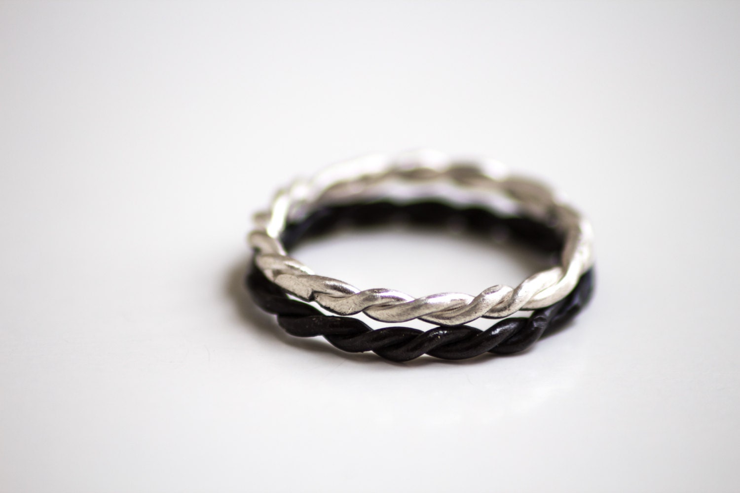 Stacking Silver Rings-Sterling Silver Stacking Rings-Twisted Band Sterling Silver Rings-Stackable Rings-Set of 2