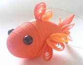 Orange Goldfish Ornament Koi Fish in Bright Shades of Orange Paper Quilled Ornament