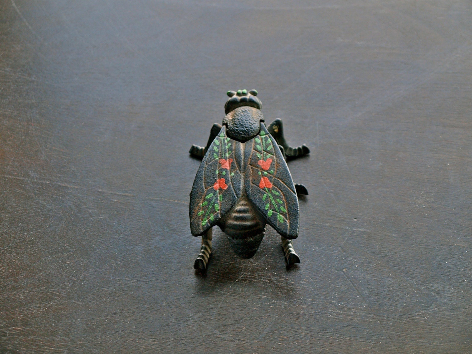 Vintage Cast Iron Fly with Hidden Match Stick Holder / Ash Tray / Stash Box
