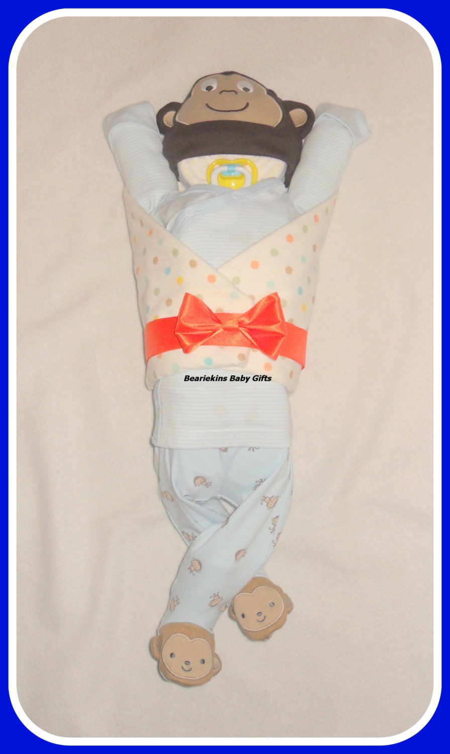 28 Piece Boy MONKEY Themed Diaper Baby-GORGEOUS Baby Shower Centerpiece