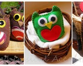 4 Felt Owl Party Favors for Baby Shower, Birthday Party - Pick Your Design