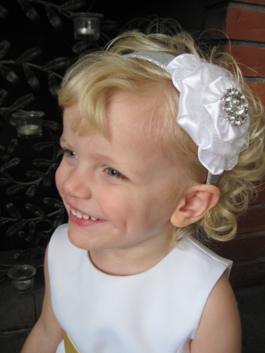 Silver Sparkle Fower Girl Headband, First Communion Headband