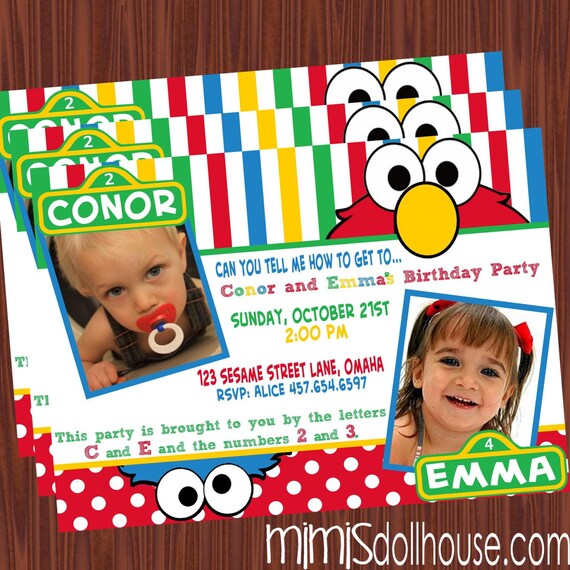 Elmo Invitation- Sesame Street Invitation- Birthday invitation PDF/JPEG Il_570xn