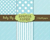 Baby Sky Newborn Printable digital papers scrapbooking, cardmaking, baby shower, blog background
