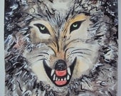 Space Wolf Watercolor and Acrylic Painting