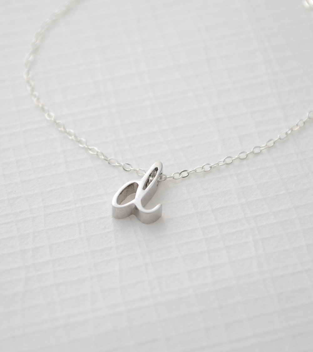 New silver initial pendant - lowercase initial silver neckalce