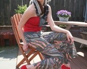 Abstract print mesh pants, wide leg pants, made to order, sheer summer trousers, gray and green tones jungle / reptile print