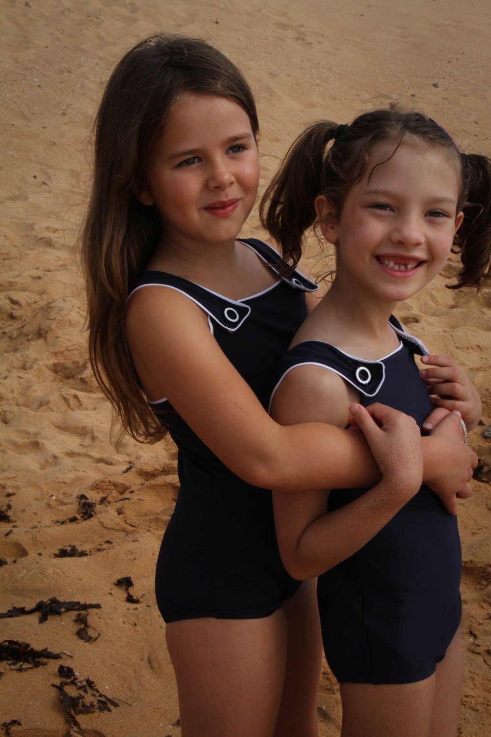Girl's children's classic swimsuit in dark navy