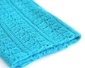 Hand knit shawl scarf in turquoise blue lace elegant scarf in merino/silk gift for her