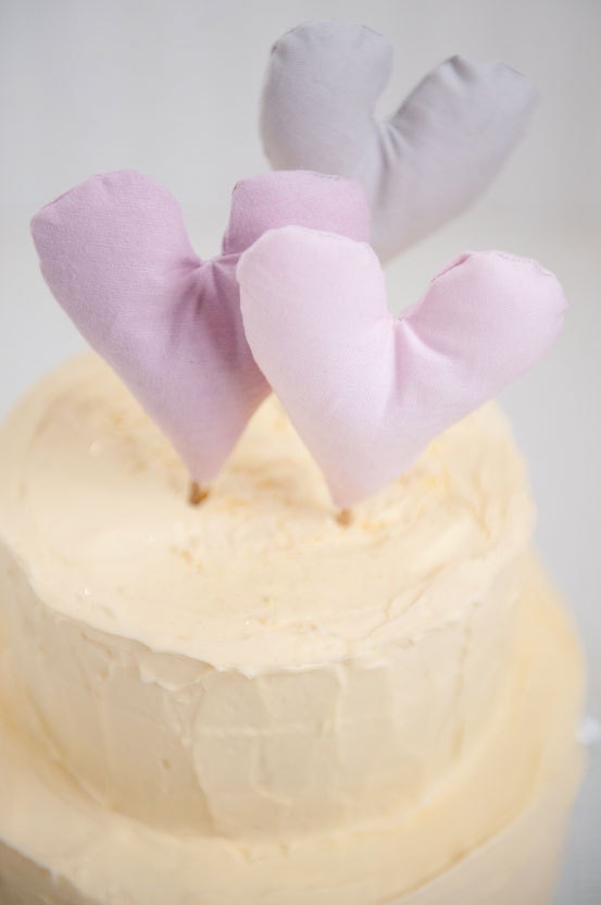 Plush heart wedding cake topper