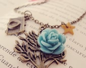 Vintage tree necklace Camera Photography Nature jewelry Star Bow Tree Flower Women gift Blue Yellow Red