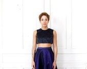 80s 90s Metallic Purple High Waist Tulle Skirt / Jessica McClintock Formal Maxi Skirt