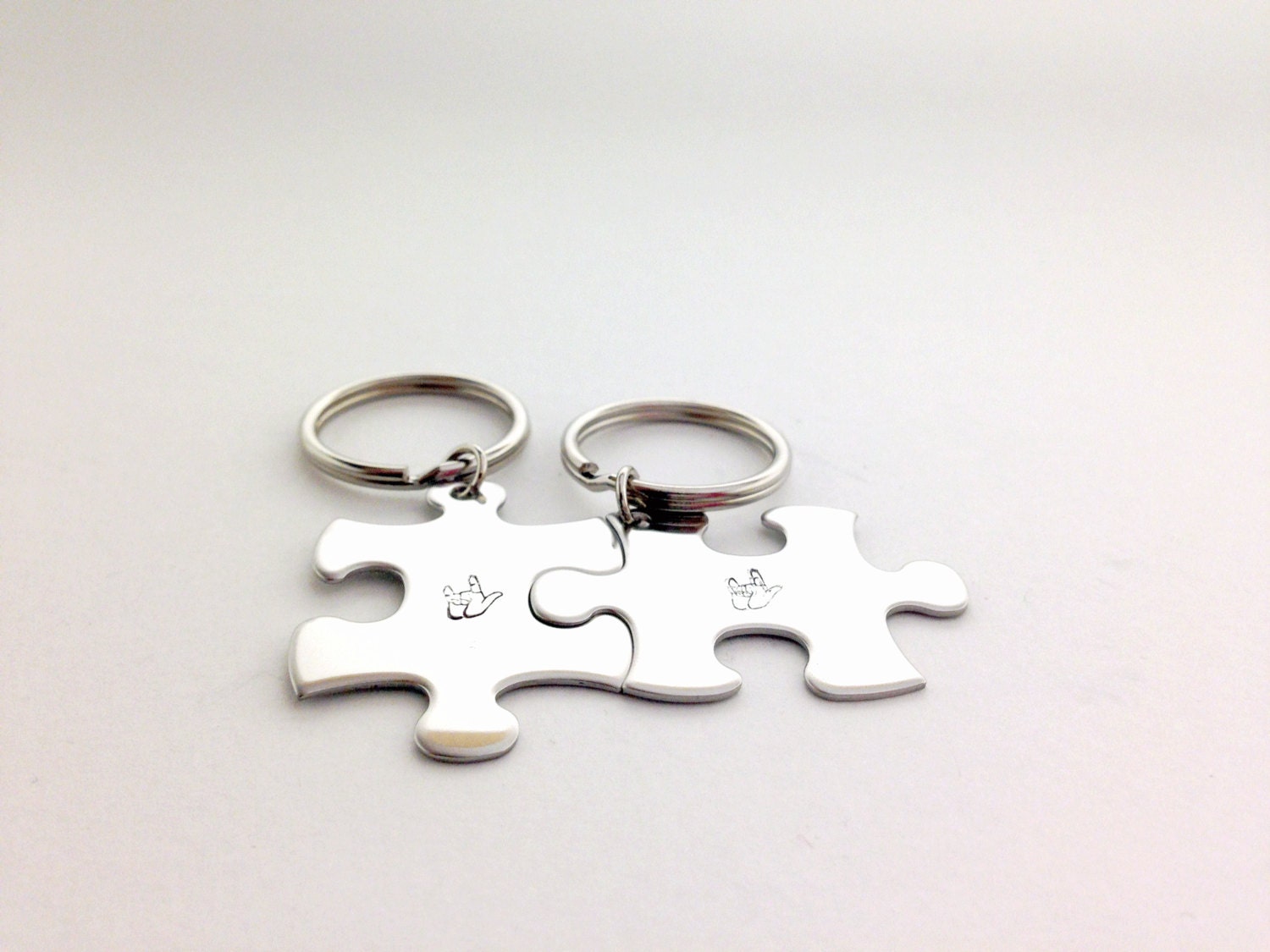 I Love You Keychain Sign Language Finger Spelling Puzzle Piece