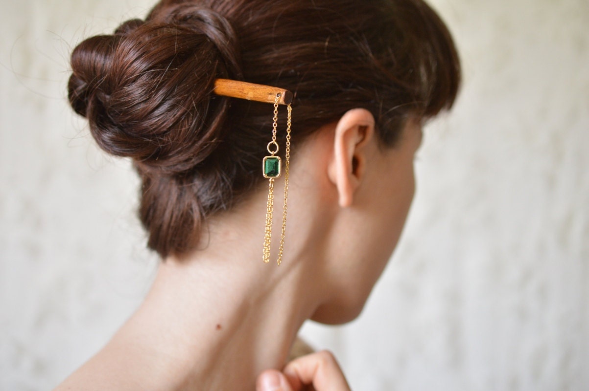 Romeo and Juliet 2- untill forever emerald green heartwood hair stick kanzashi