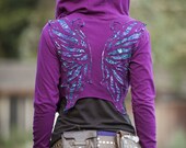 Magenta Peacock Winged Hoodie Wrap