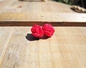 Dark Pink Flower Earrings