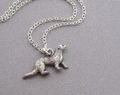 Otter necklace, small cute silver marine charm pendant, silver plated chain, ocean sea river