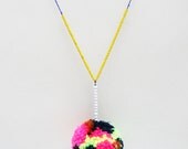 Colourful Pom Pom Necklace - one of a kind