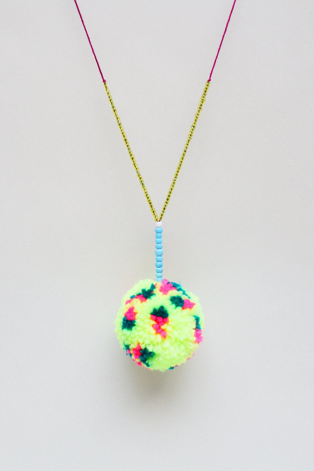Colourful Pom Pom Necklace - one of a kind