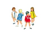 Vintage 60s Girls Dress Sewing Pattern A line Back Button Sailor Trim Rick Rack Ribbon Toddler Size 1 Butterick 3667