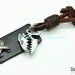 Brown real Leather and alloy pendant adjustable necklace mens necklace unisex necklace cool necklace B208