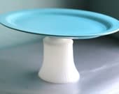 Oval Cake Stand in Turquoise Blue / Cupcake Stand / Dessert Pedestal / Cake Pop Stand for Wedding Cake Pops / Marshmallow Platter Tray