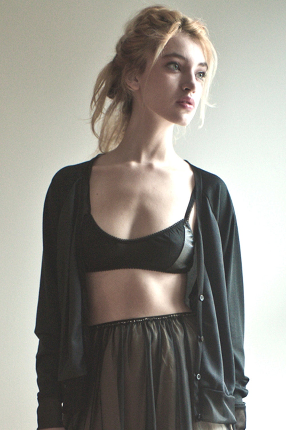 Leather & Silk Bralette - Black or Mocha