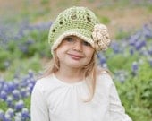 Children's Hat, Summer Hat, Spring Hat, Newsboy Hat with Flower