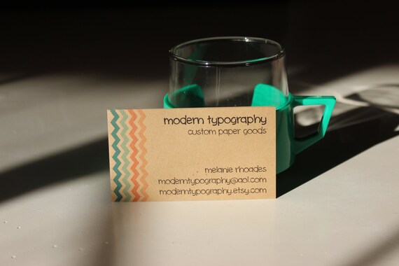 Chevron Kraft Brown Business Cards Spring 2013 Pantone Modern Colors - Set of 100 Il_570xn