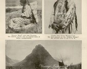 Antique Print, American Indians1936 beautiful wall art vintage b/w lithograph illustration USA native Americans