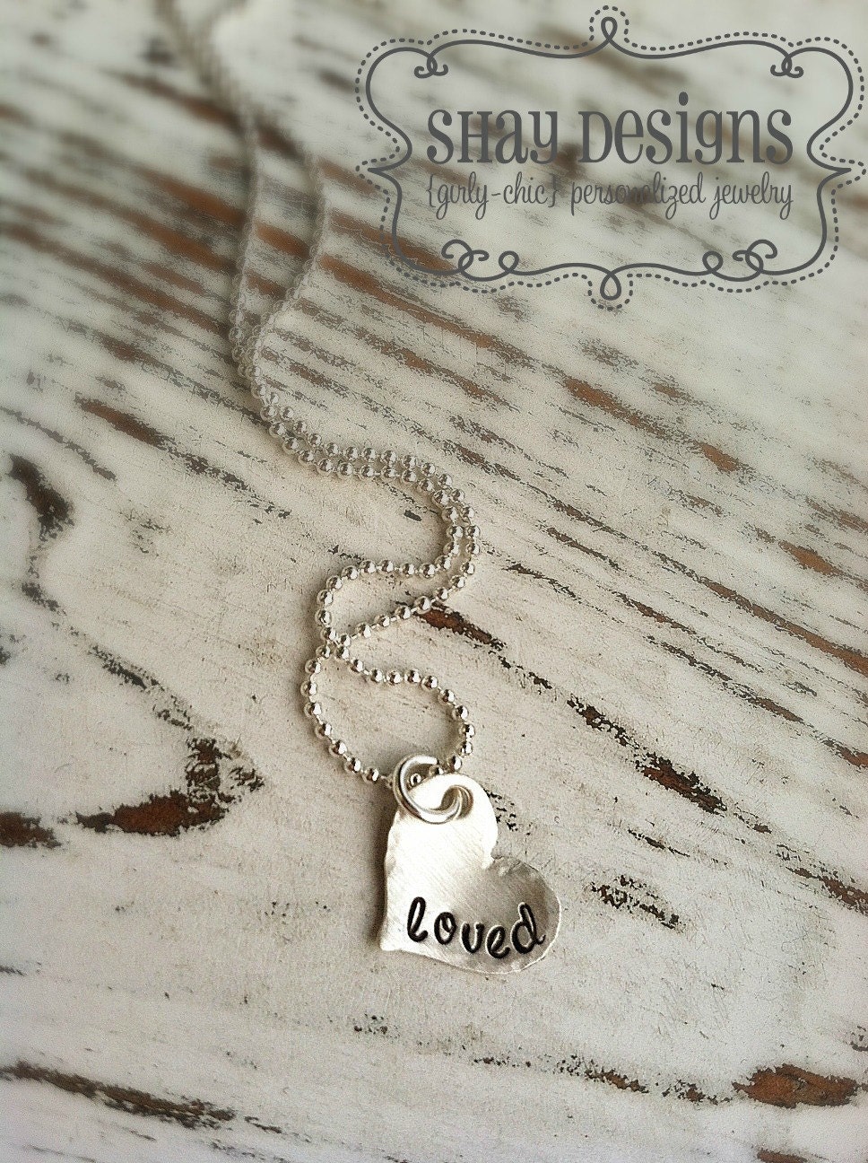 Stamped LOVED Tiny Heart Necklace