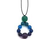 Resin Nursing Breastfeeding Necklace - Monkey Mama - Purple, Blue, Teal, Aqua, Green Spectrum