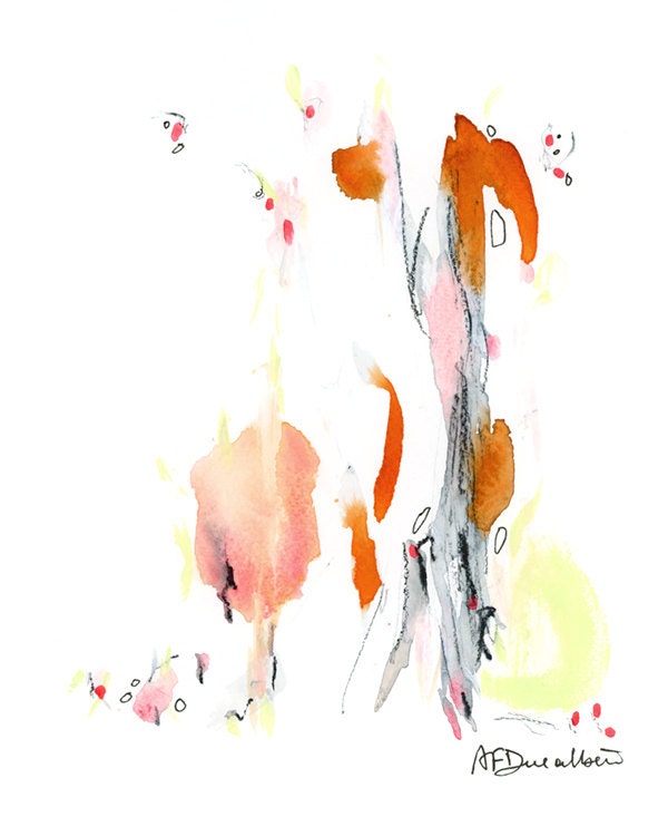 Original Painting Abstract Expressionist Art 8x10 colorful gift for her under 50 art for kitchen orange