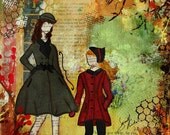 Childrens Art Our Best Memories Canvas ORIGINAL by Janelle Nichol Fall sisters