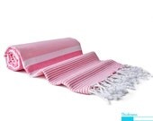 Pembe Peshtemal, Pink, Extra Thin Turkish Beach Towel, Fouta