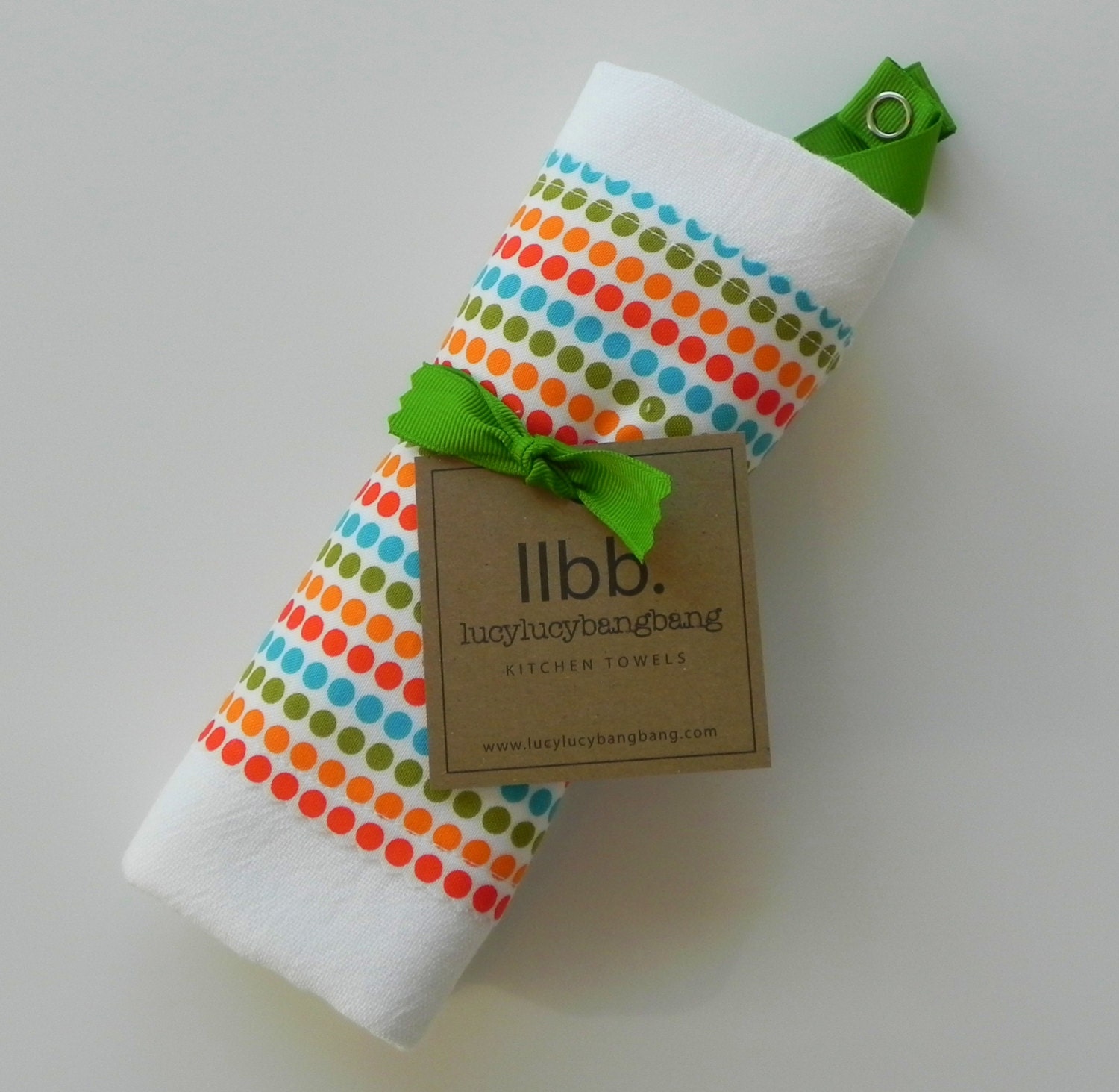 The Original Snap to Hang Flour Sack Kitchen Towel in Happy Dots Print from Summer Collection