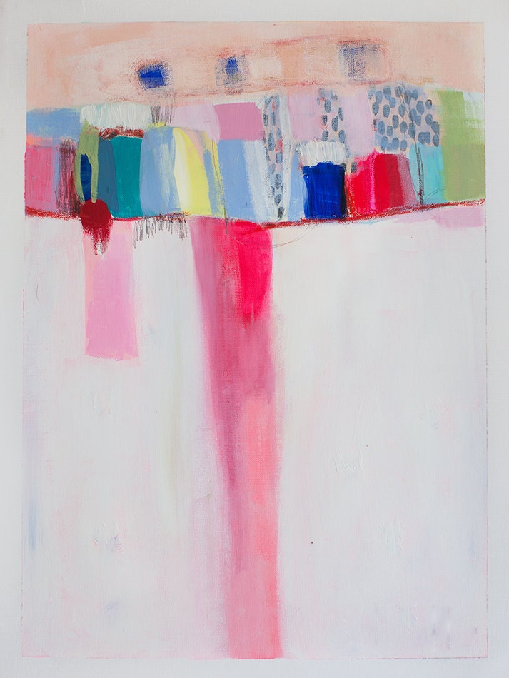 ABSTRACT painting, Giclee, Fine Art Print, white painting, pink, modern painting,
