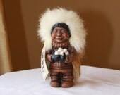 Alaskan Eskimo Fur Doll Handcrafted Carved Figure