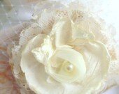 Ivory  Bridal Hair Piece, Vintage, Wedding Bridal Flower, Wedding Accessory,  Pin Included