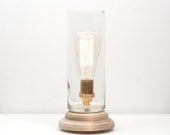 Hurricane Pedestal Lamp Rustic Oak- Edison Lamp, Oak Lighting, Modern Table Lamp