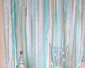 Fabric  Garland Rag Streamer Backdrop with Mint Fabric , Lace and Tulle
