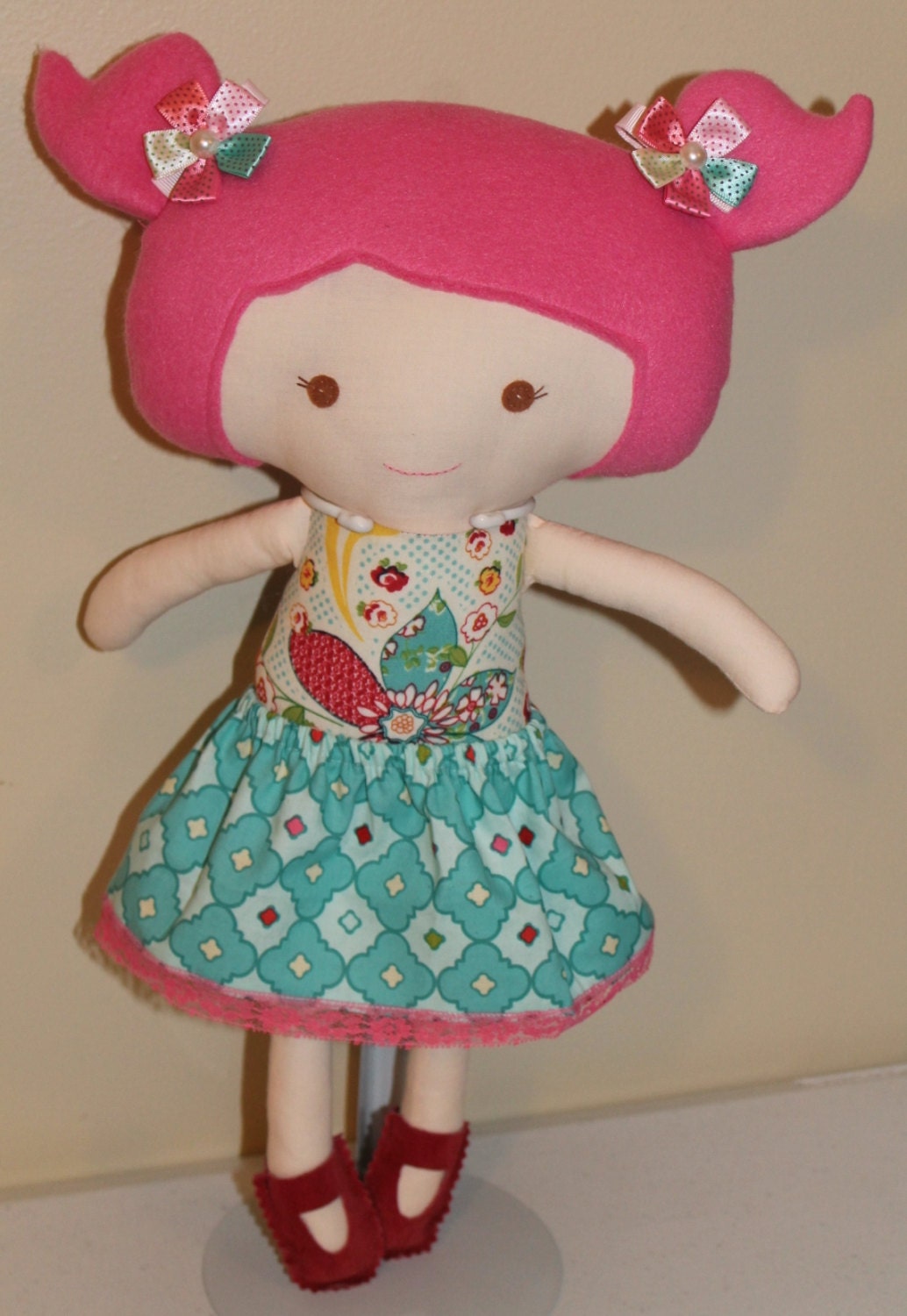 Hand Made Girl Doll, cloth, fleece hair