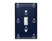 Anchor Light Switch Plate Cover / Nautical Nursery Decor / Boys Girls Room / Out to Sea Navy Blue Michael Miller