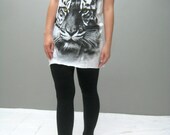 tiger Screen printed black Tank fabric clothing shirt tshirt woman typography good idea indie hip white punk rock tanktop new sexy summer