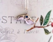 TOUCAN necklace in solid fine silver -handmade animal jewelry - everyday necklace - unique jewelry eco friendly