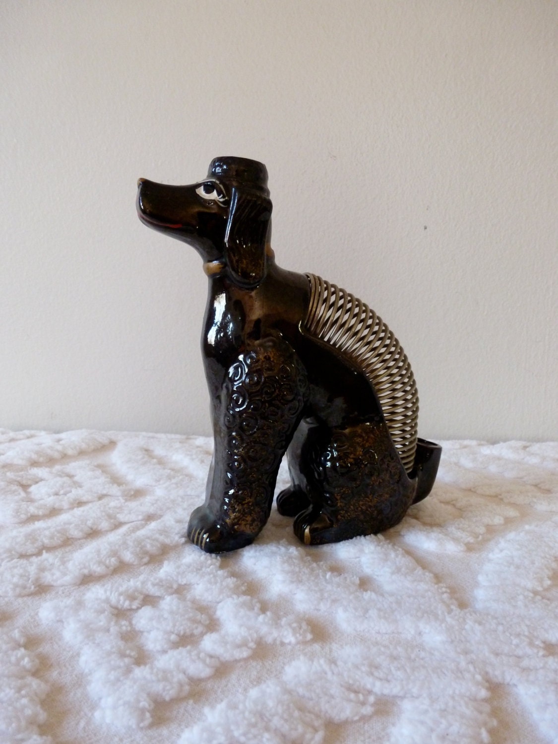 50s Poodle Letter Holder Organizer Black Gold Desk Caddy Japan